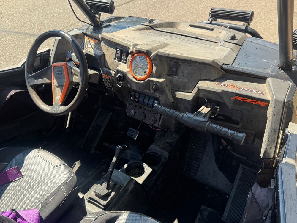 Dashboard and cockpit of the 2018 Polaris RZR XP 1000 High Lifter.